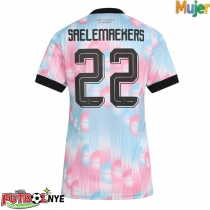 Camiseta Bélgica Alexis Saelemaekers #22 Visitante Equipación para mujer Mundial 2026 manga corta